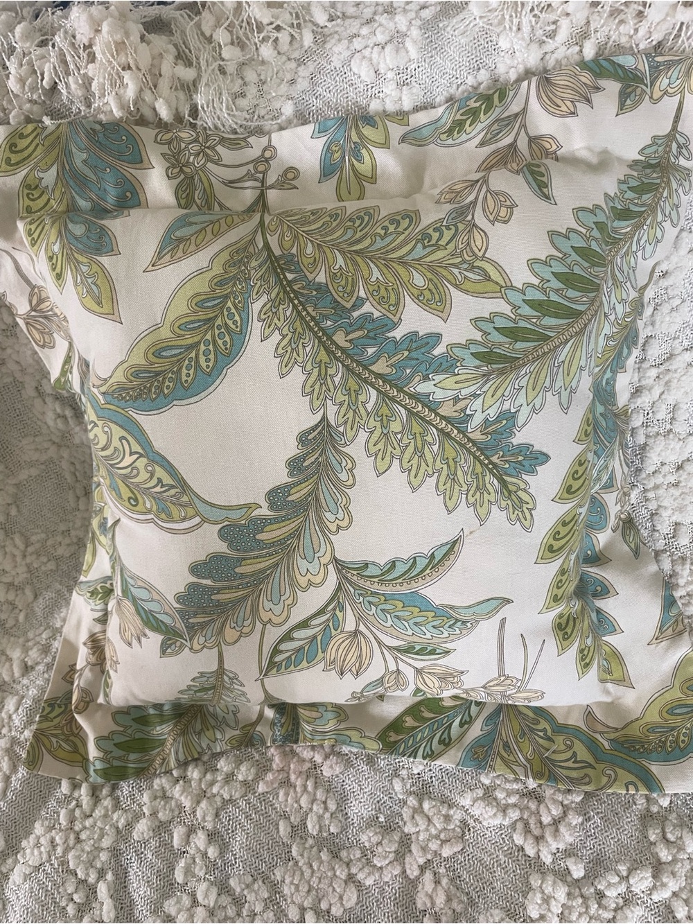4 Botanical Print Decorative Throw Pillows- Green/Blue